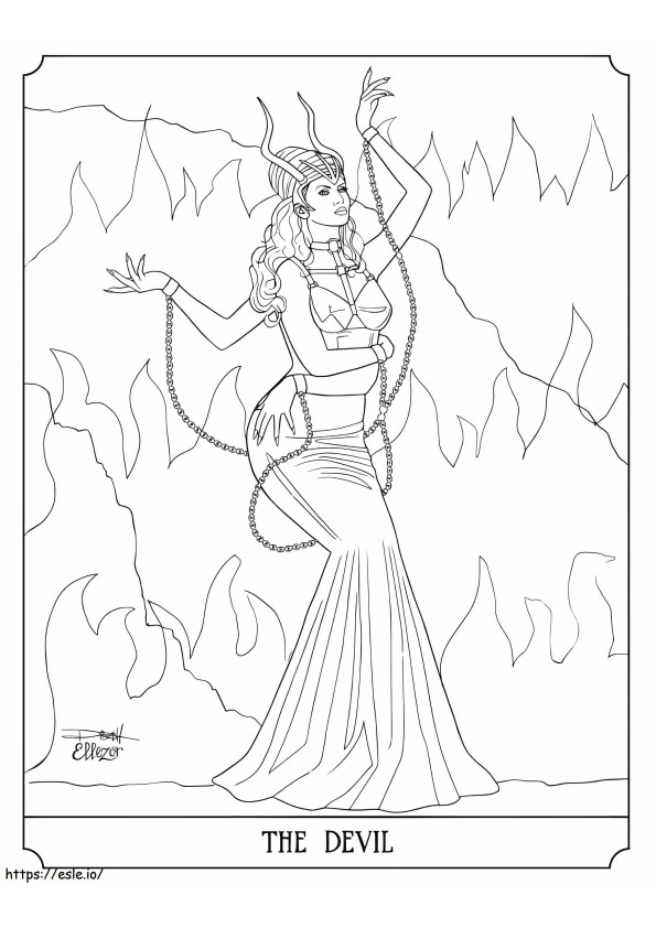 The Devil Tarot Card coloring page