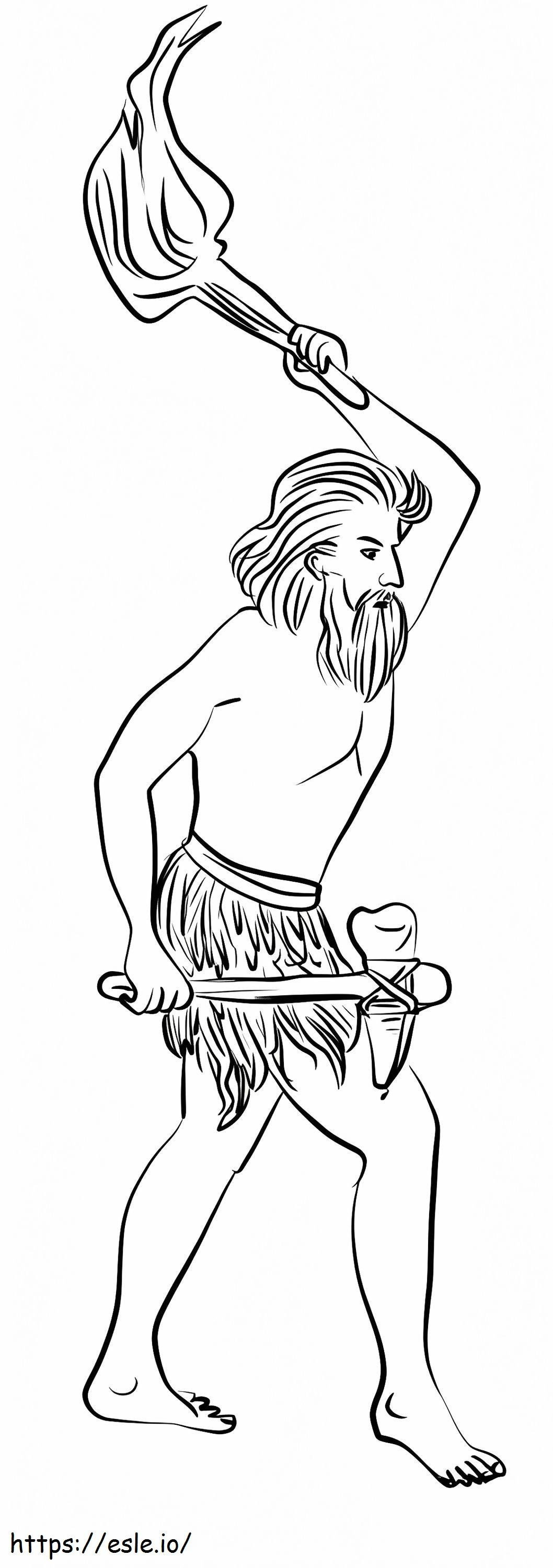 石器時代の男 ぬりえ - 塗り絵