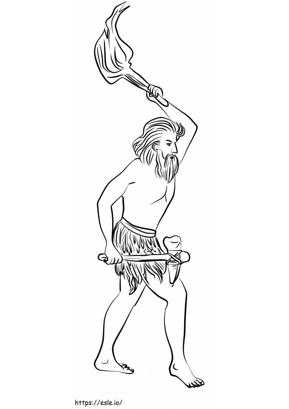 石器時代の男 ぬりえ - 塗り絵