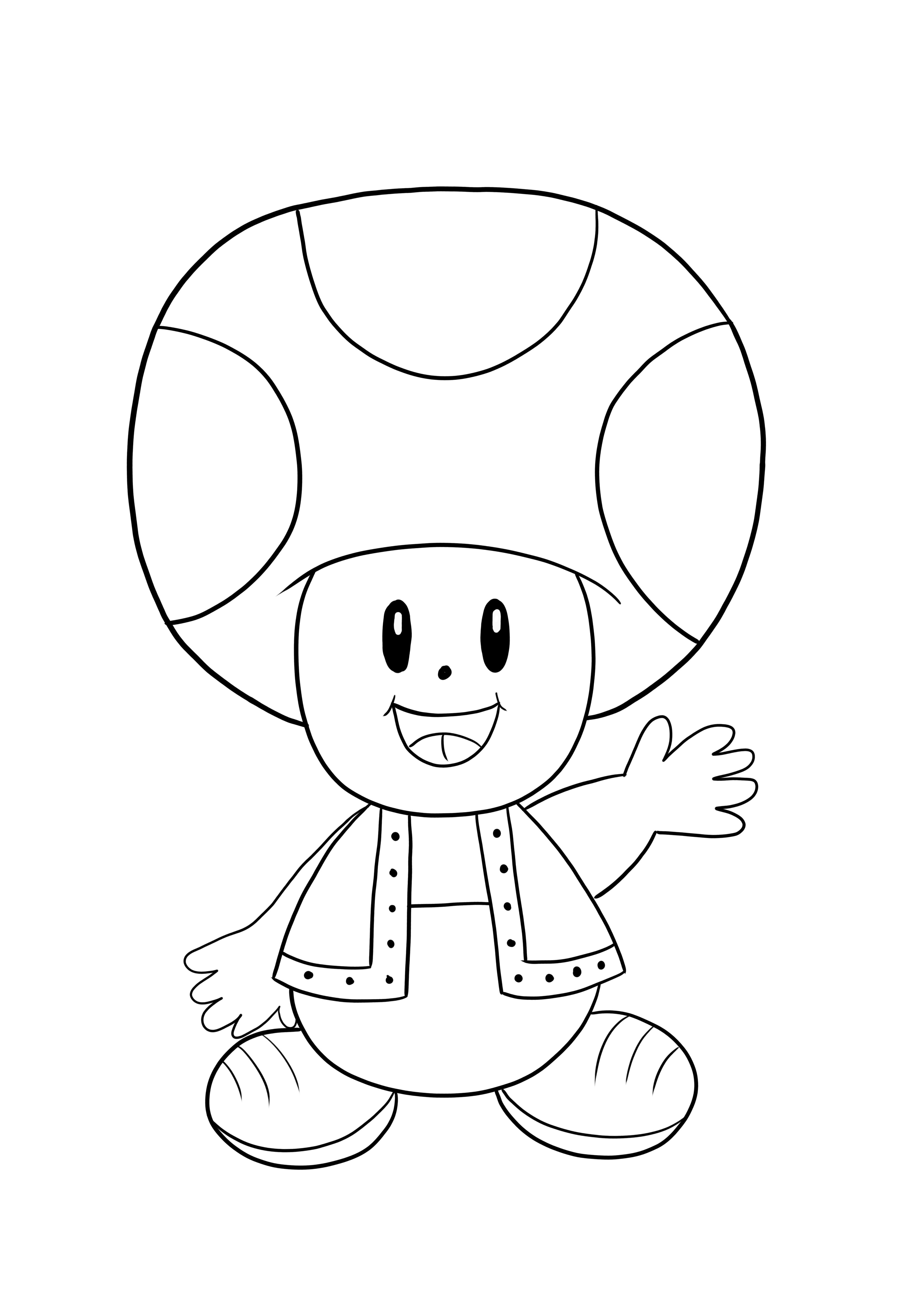 Toad from Super Mario video game to print and color for free