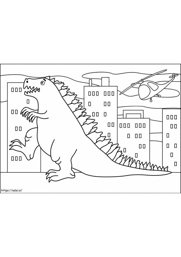 Godzilla-tekening kleurplaat
