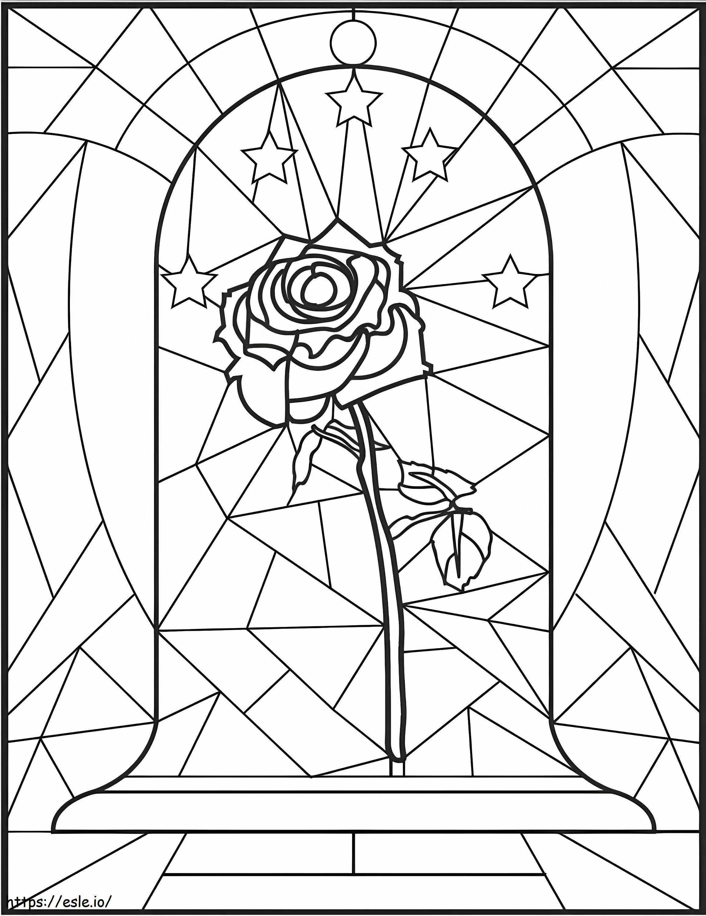 Coloriage Rose en vitrail à imprimer dessin