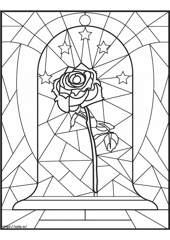 ステンドグラスのバラ ぬりえ - 塗り絵