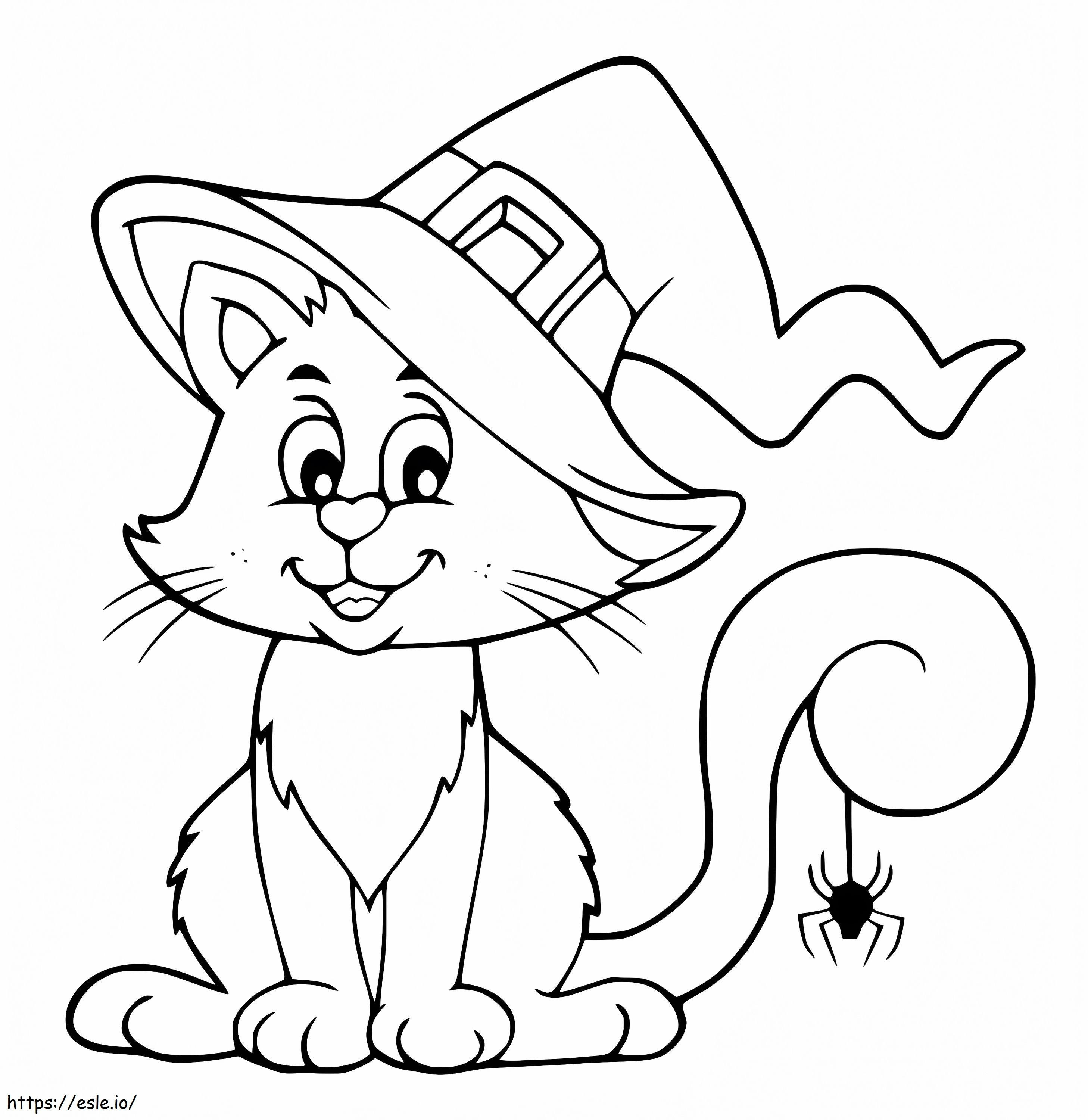 Witch Cat And Spider coloring page