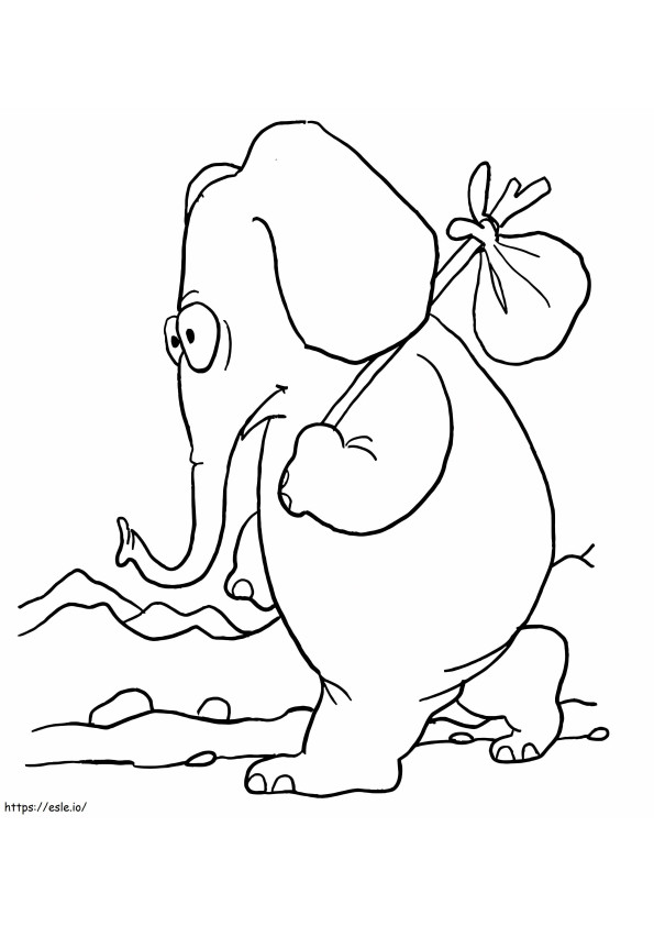 Coloriage Éléphant quittant à imprimer dessin