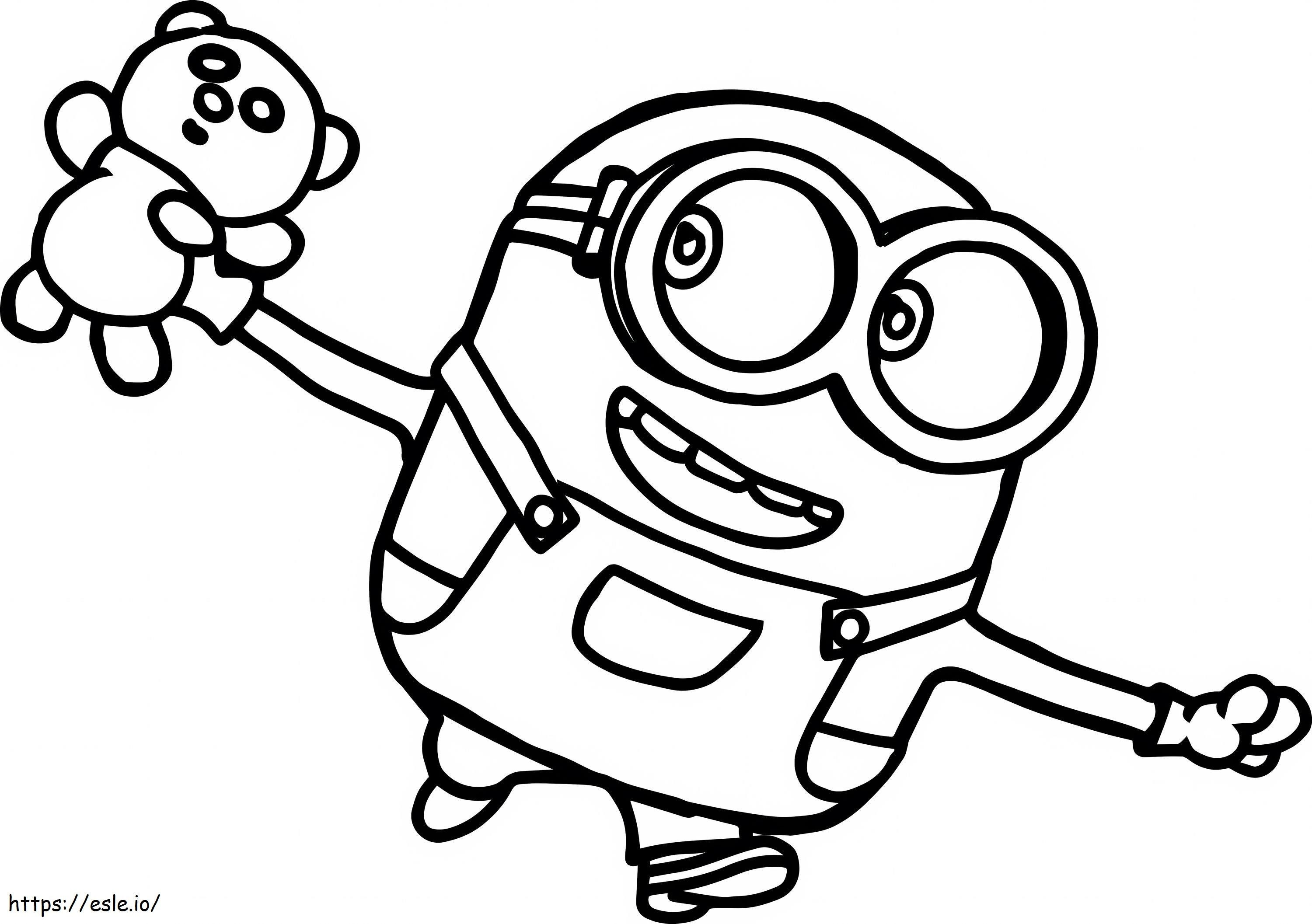 Minion With Teddy Bear coloring page