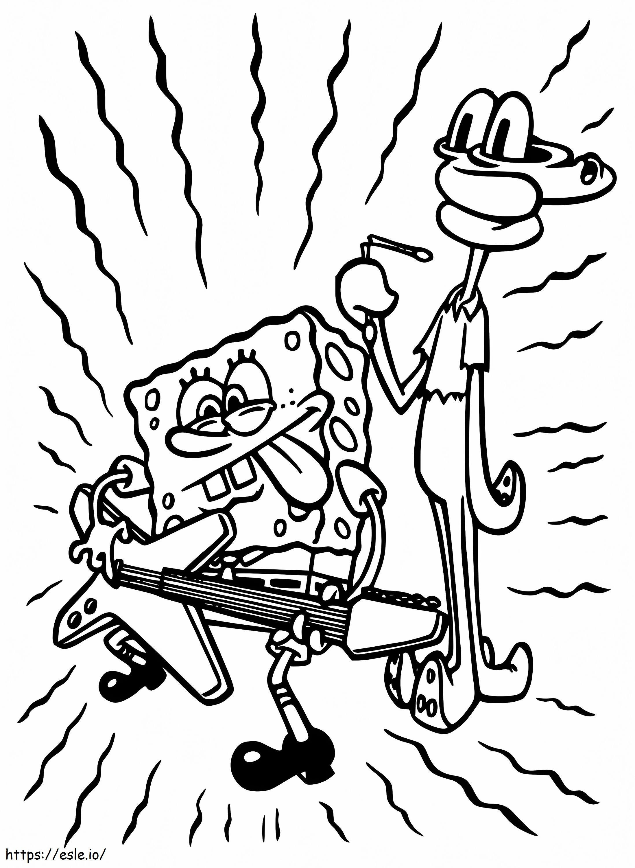 Spongebob dan Squidward Gambar Mewarnai