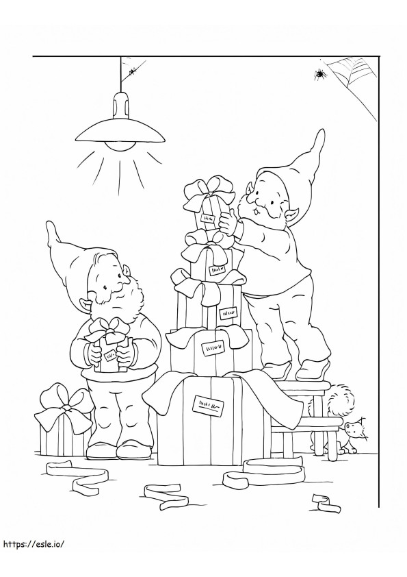 Dwarfs Help Santa coloring page