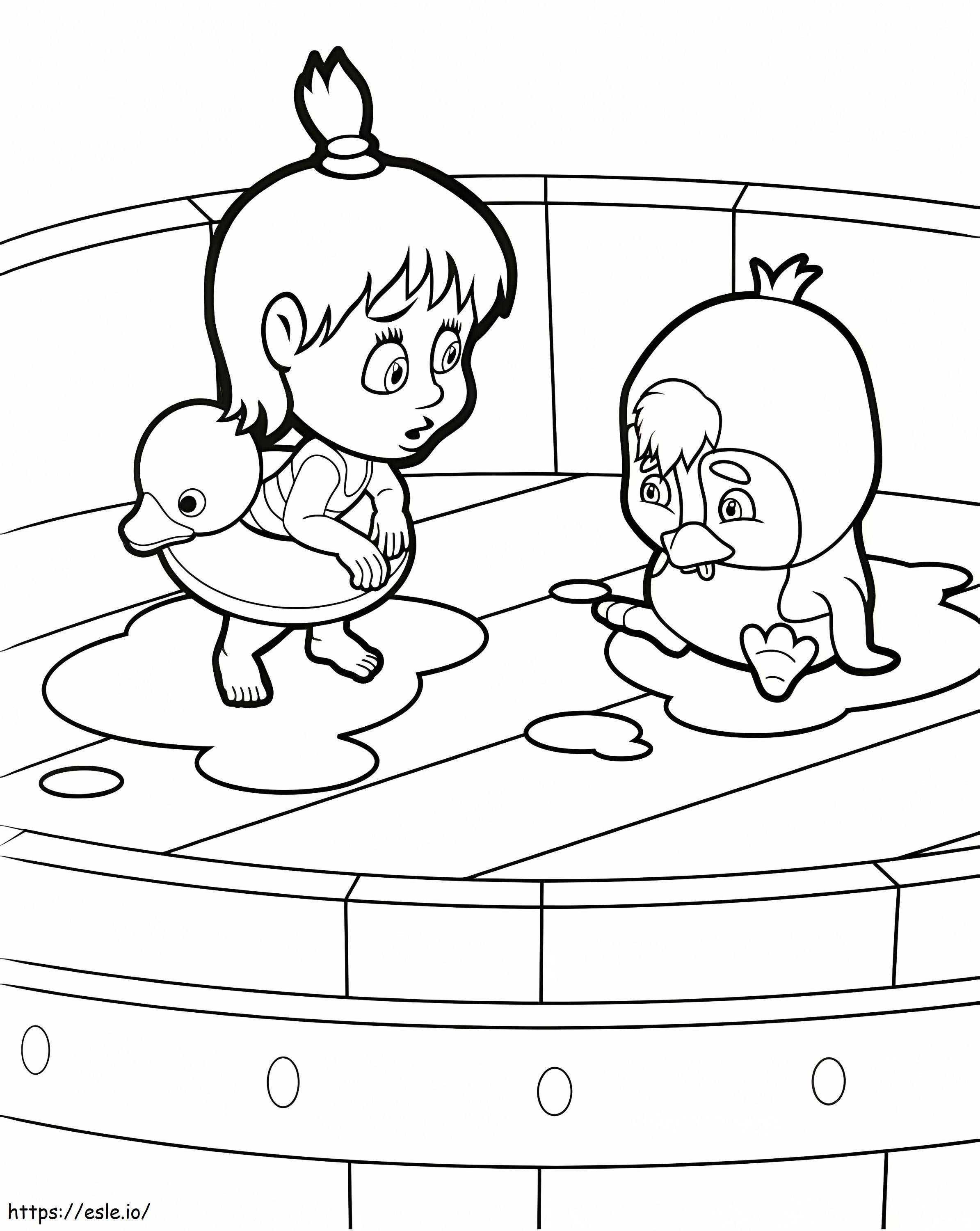 Masha And Penguin coloring page