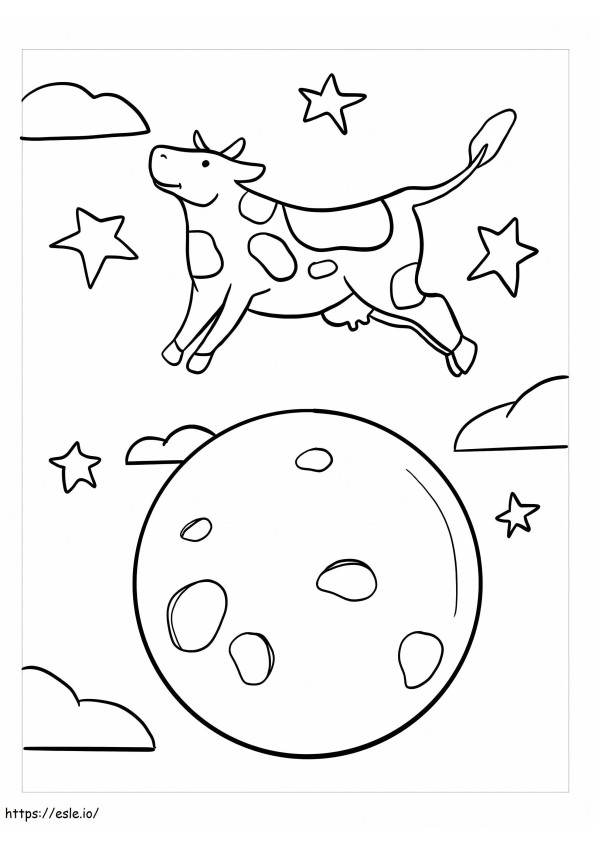Kuh springt über den Mond ausmalbilder