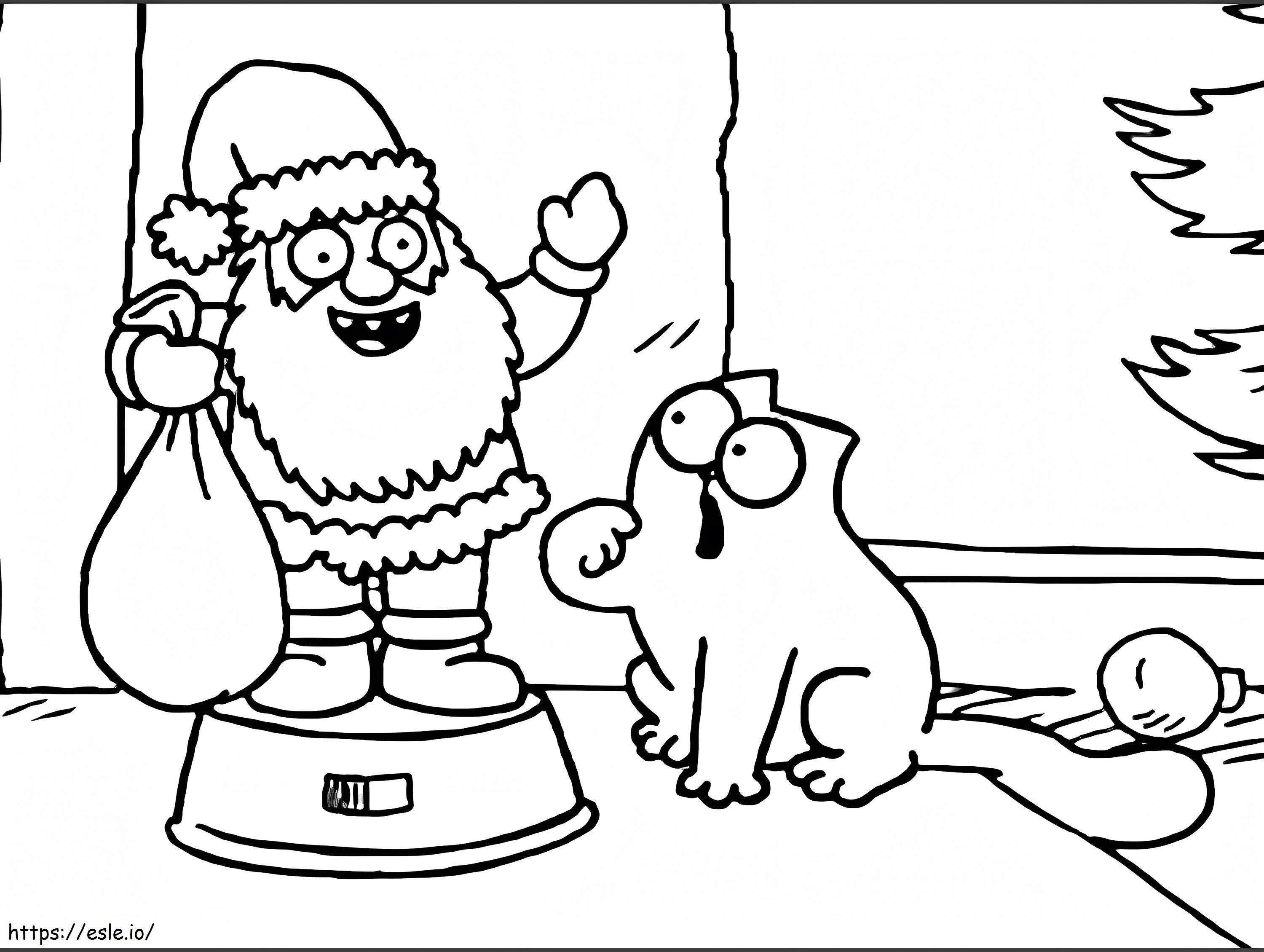 Simons Gato e Papai Noel para colorir