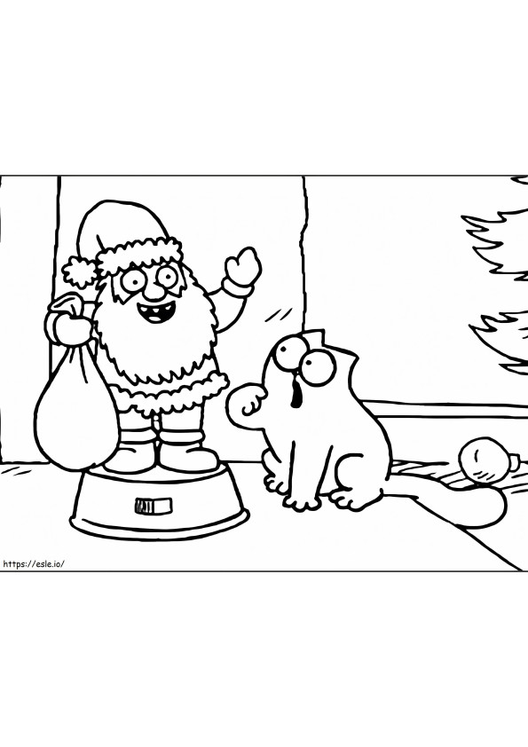 Simons Pisica și Moș Crăciun de colorat
