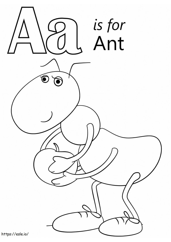 Letra de hormiga A para colorear