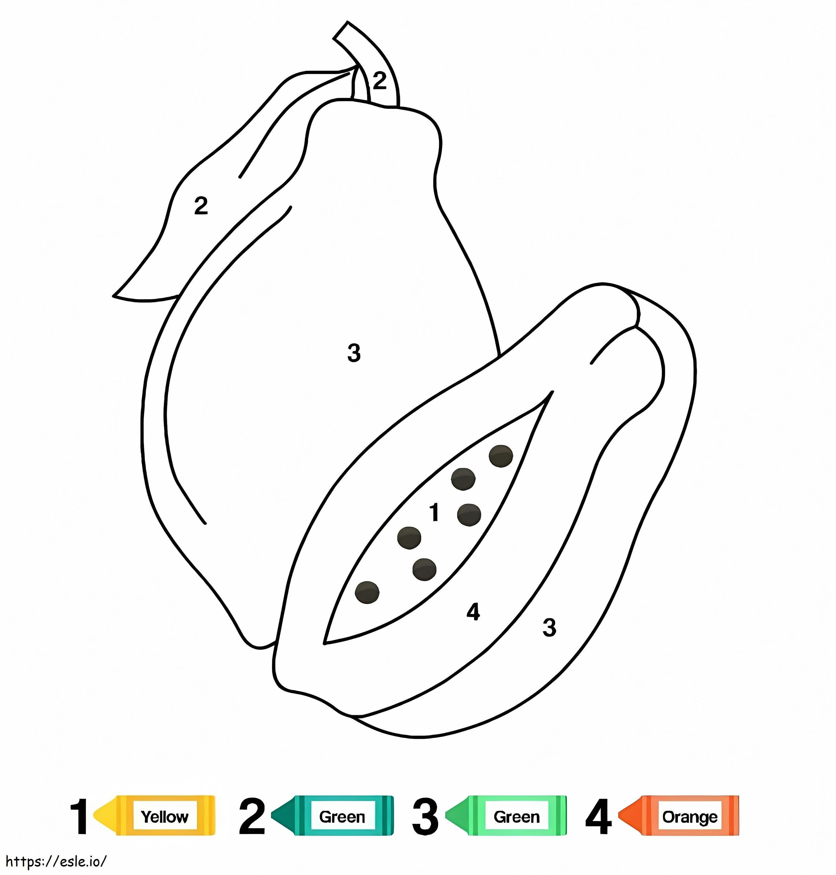 Coloriage Couleur De Fruit De Papaye Par Numéro à imprimer dessin