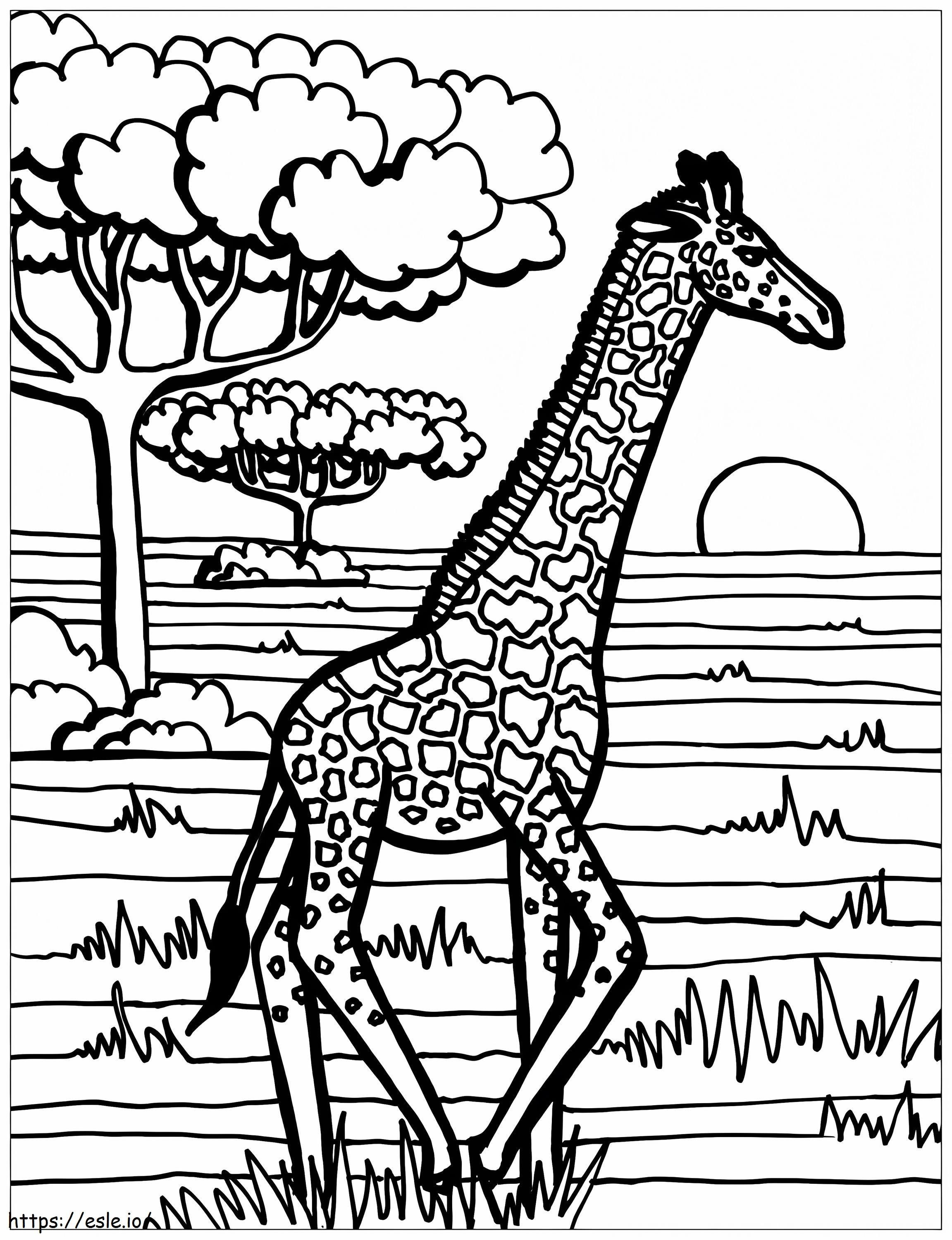 Alergarea girafei de colorat