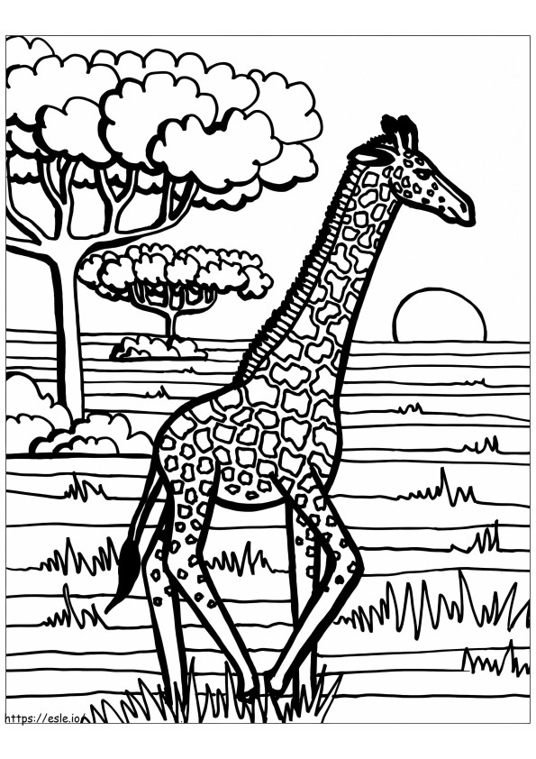 Coloriage Girafe en cours d'exécution à imprimer dessin