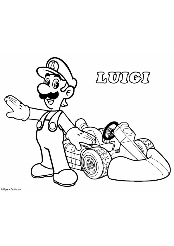 Zabawny Luigi i samochód kolorowanka