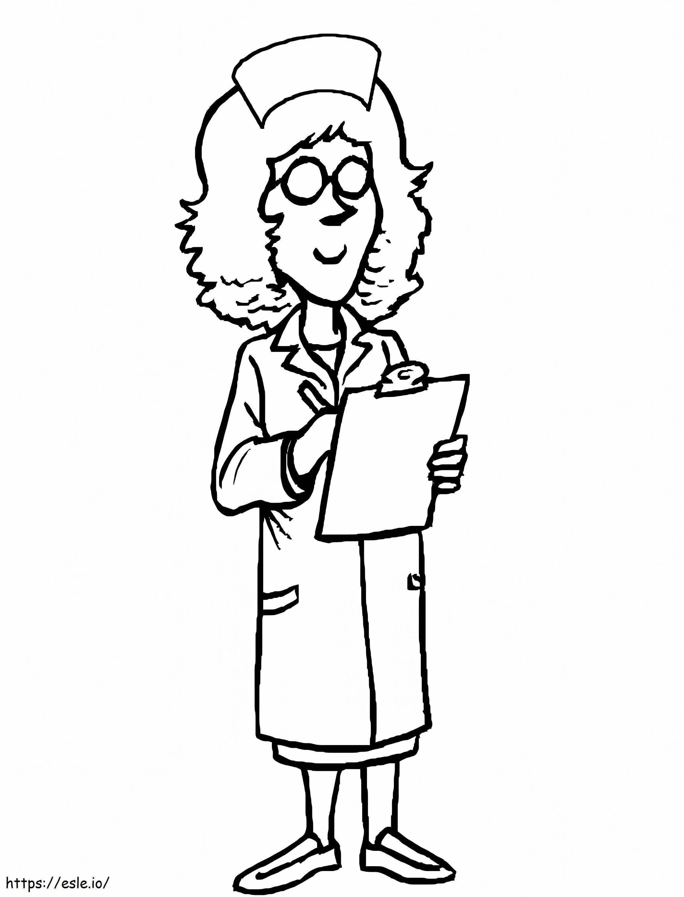 Nurse Is Writing Coloring Page