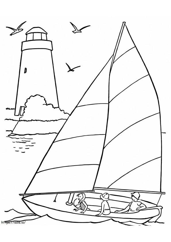 Family On Boat coloring page