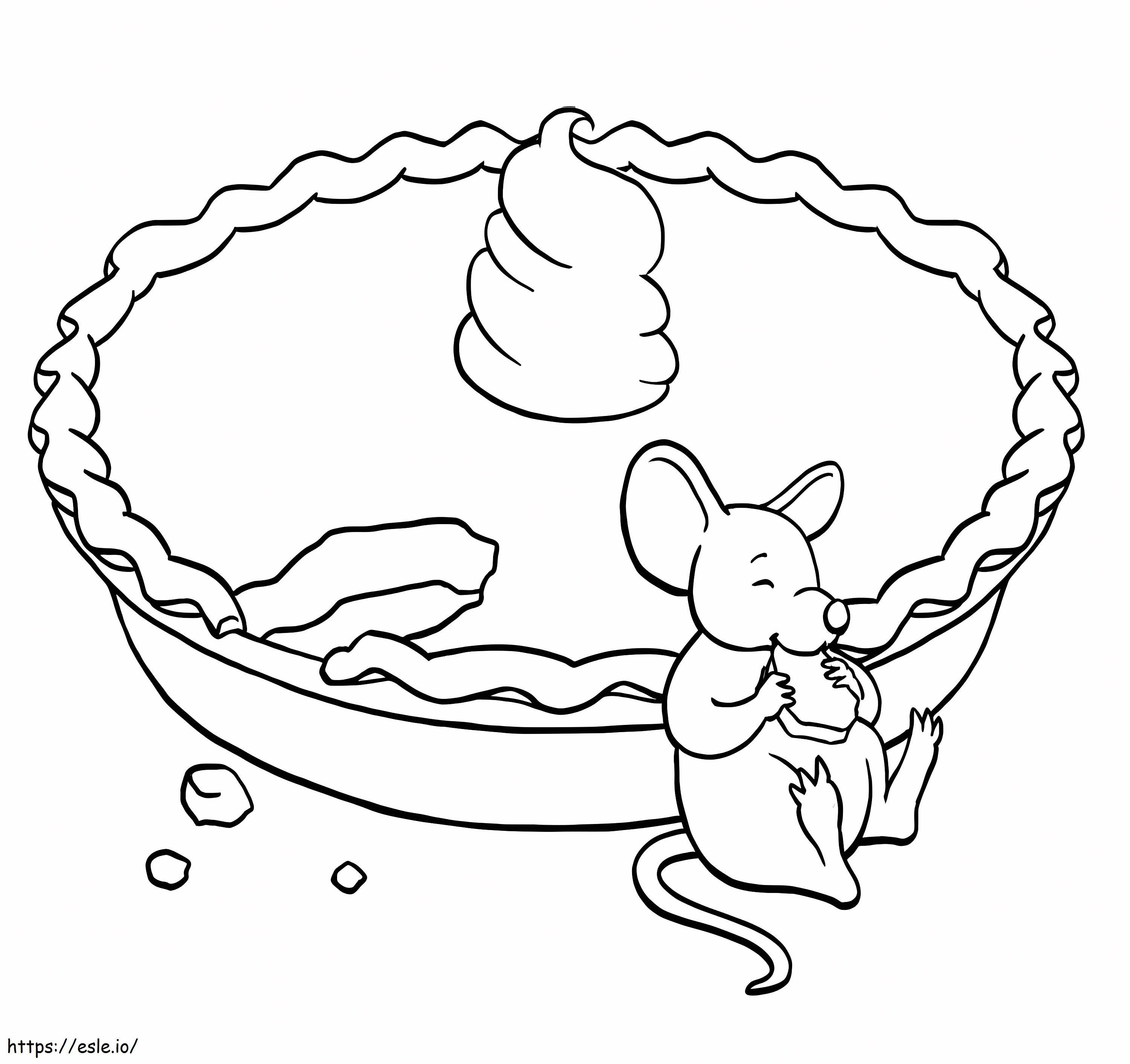 Mysz jedząca ciasto kolorowanka