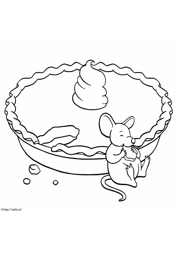 Mouse Eating Pie coloring page