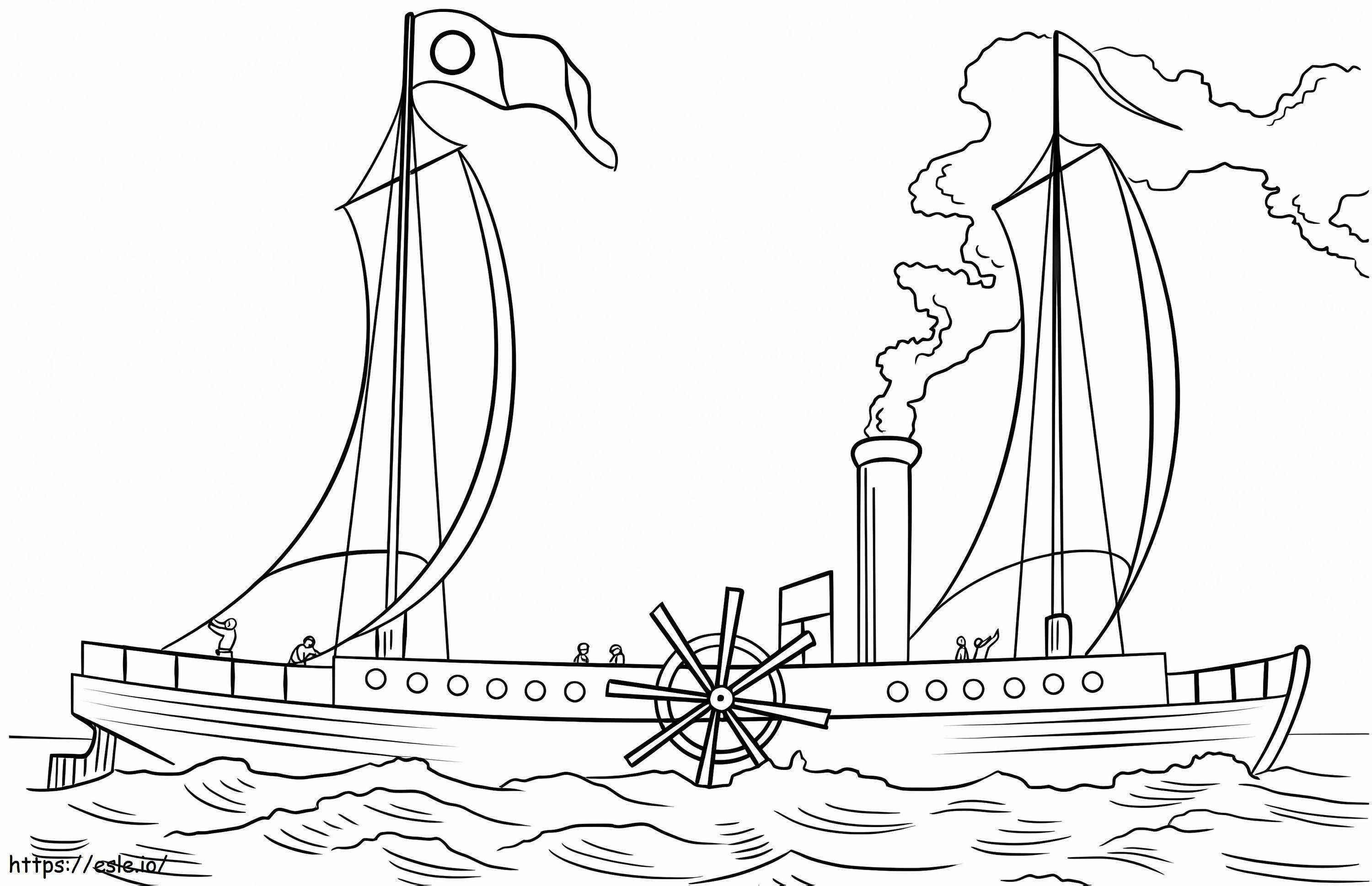 Coloriage Navire à vapeur de Clermont à imprimer dessin