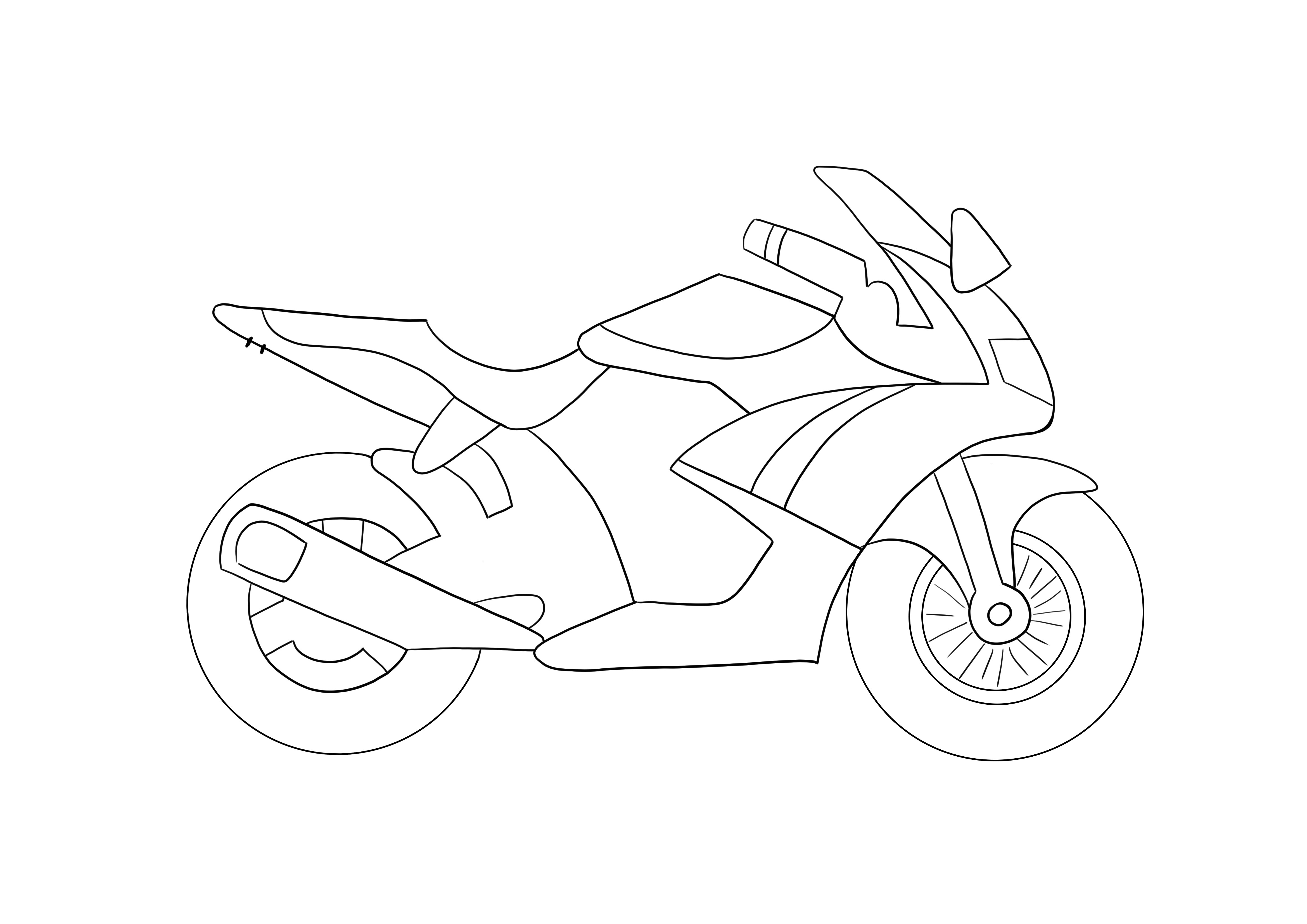 Coloração simples de motocicleta para crianças de graça