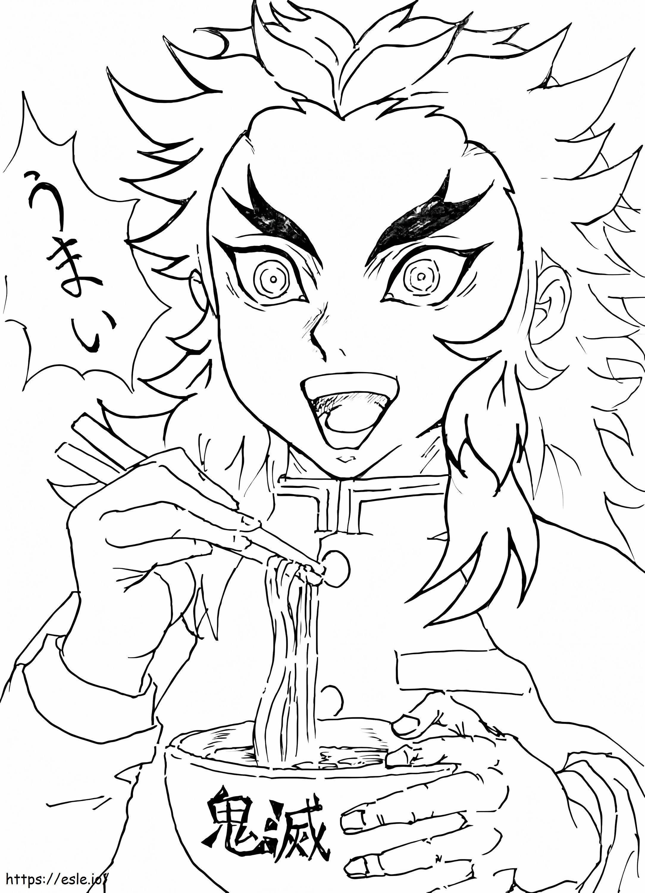 Hungry Kyojuro Rengoku coloring page