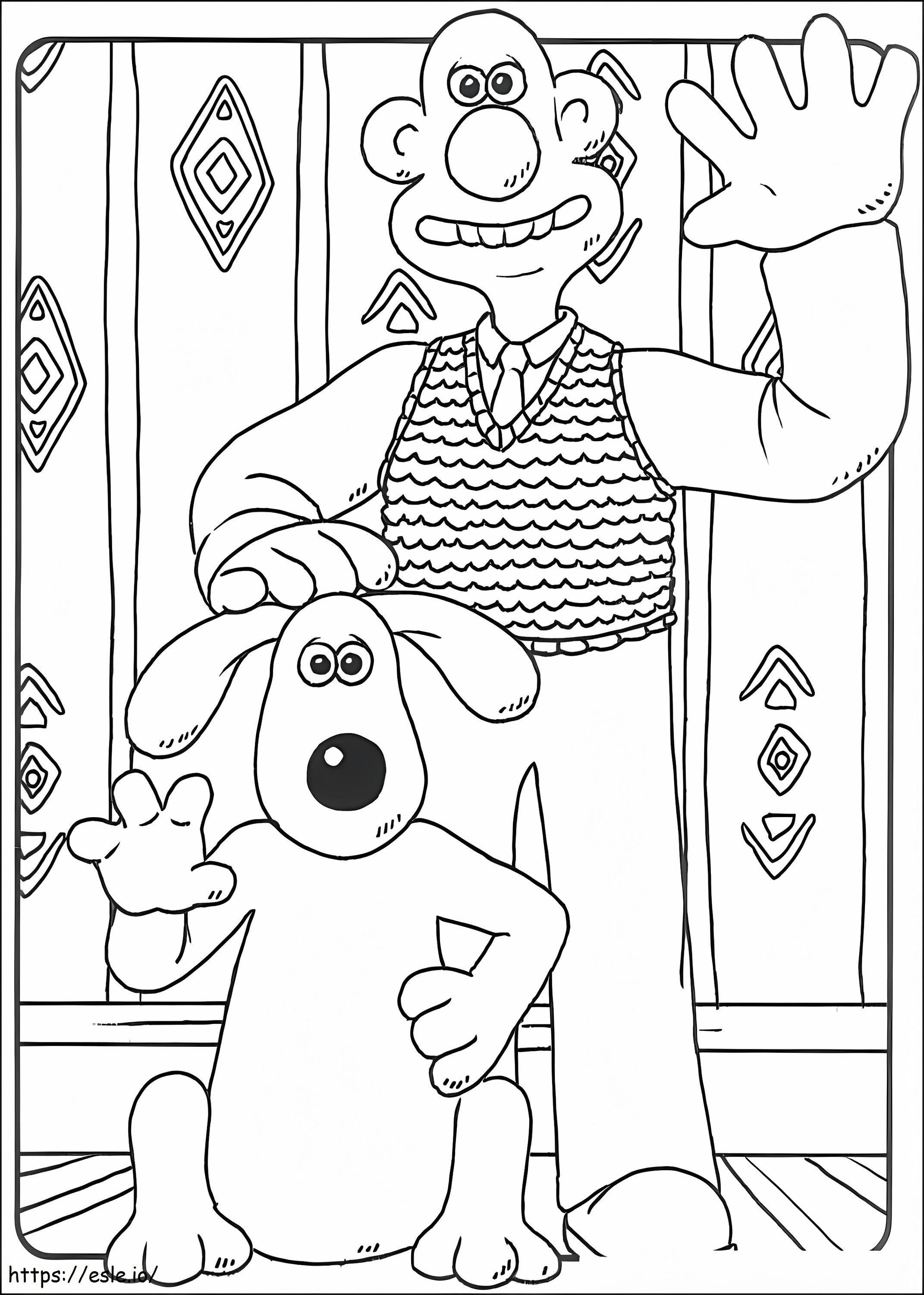 Fericiți Wallace și Gromit de colorat
