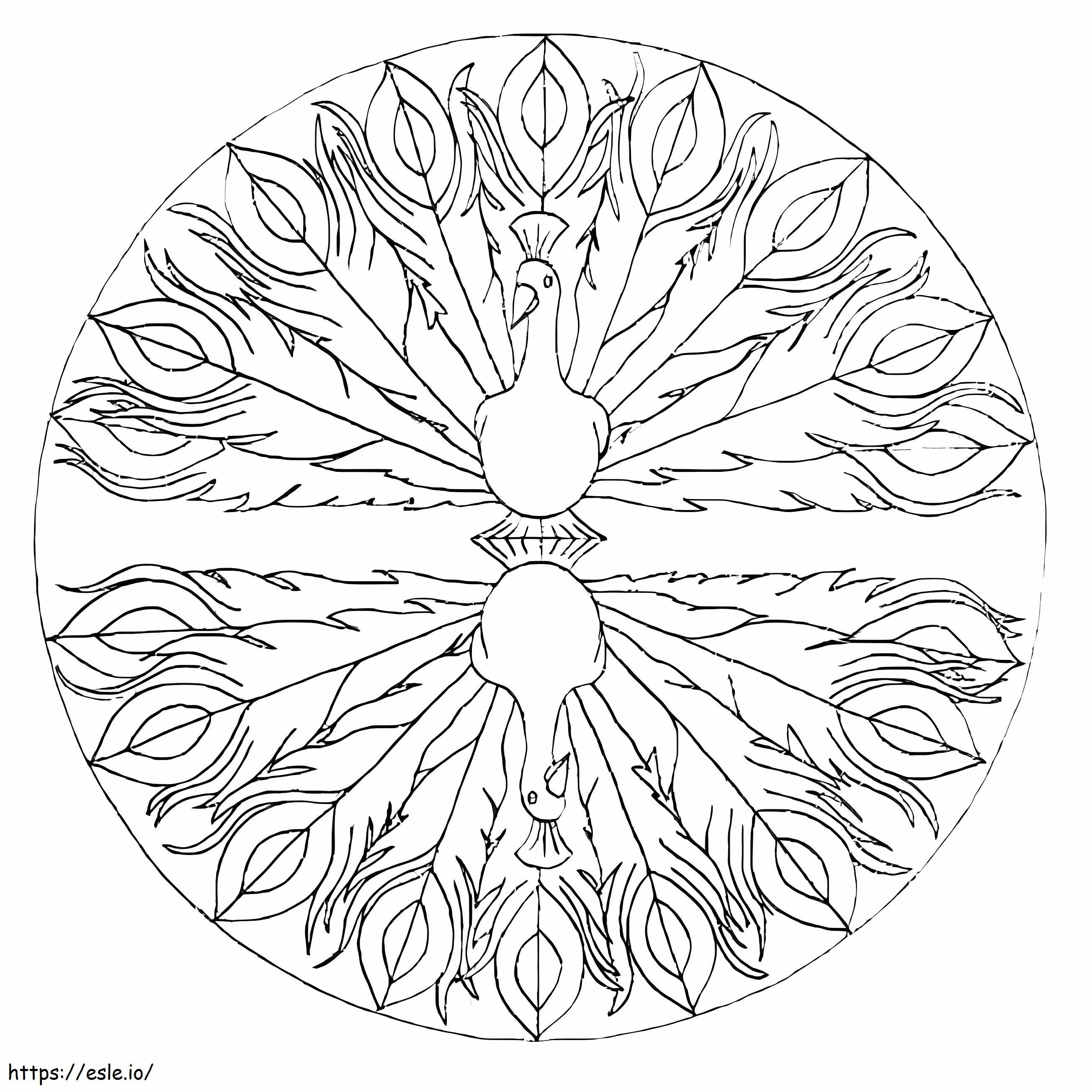 Coloriage Mandala Animal Paon à imprimer dessin