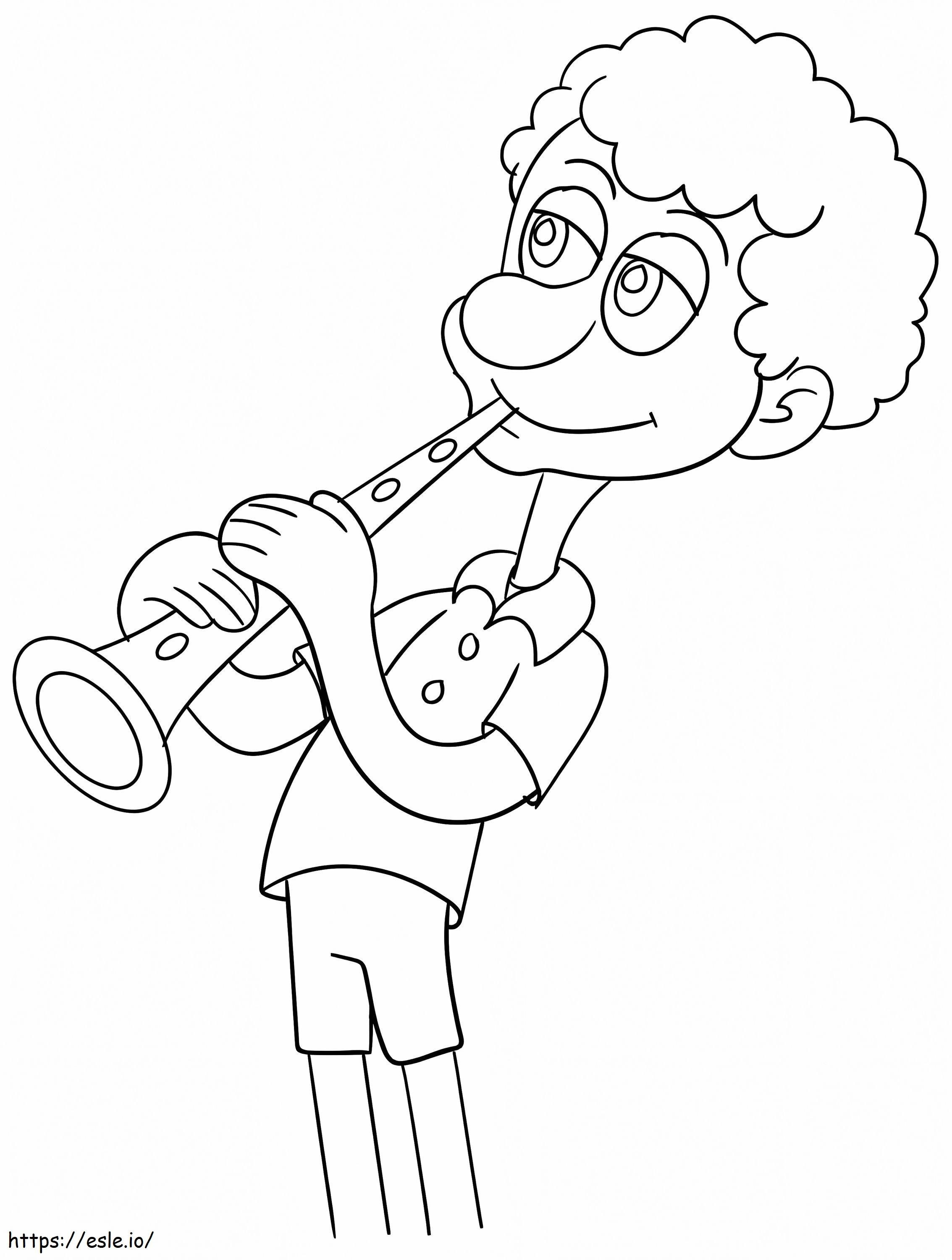 Ein Junge, der Klarinette spielt ausmalbilder