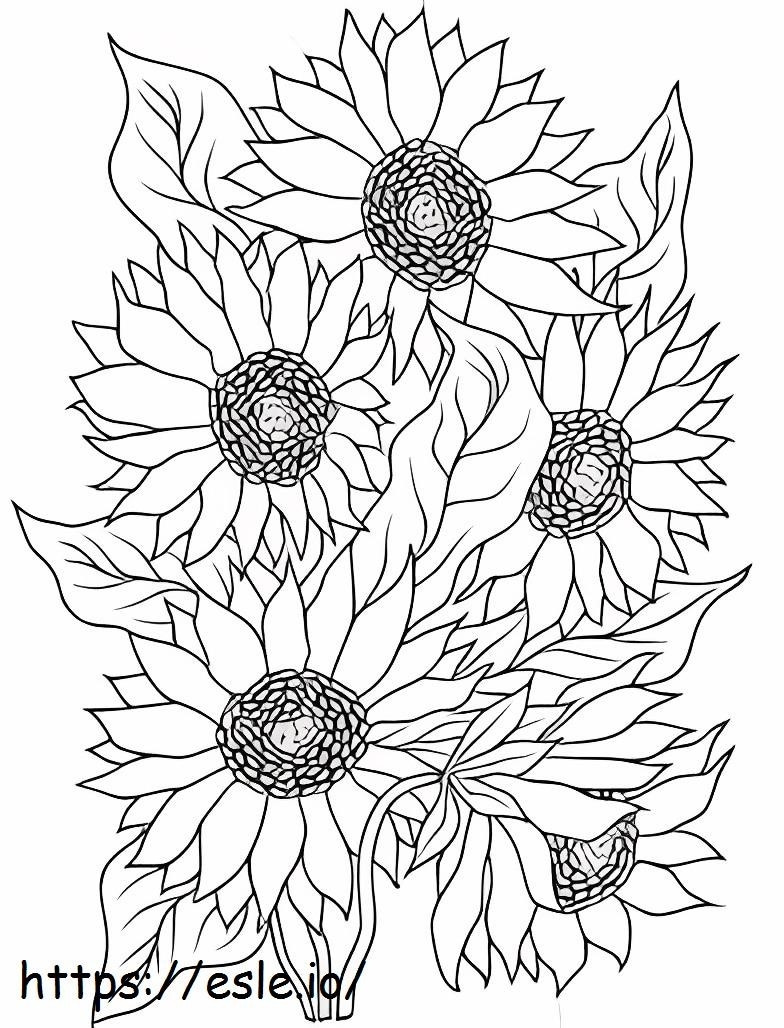 Five Sunflower coloring page