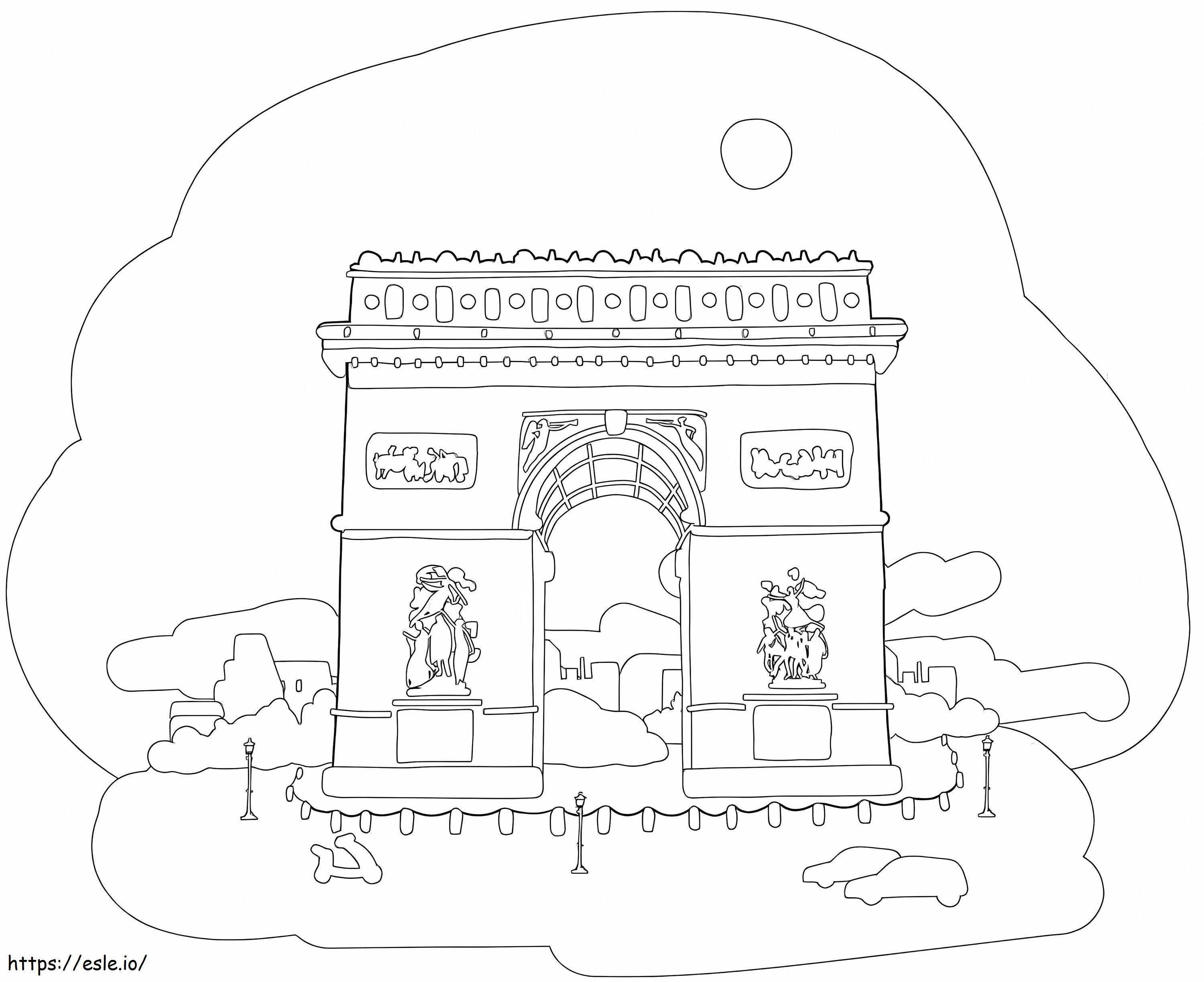 Coloriage Arc De Triomphe 4 à imprimer dessin
