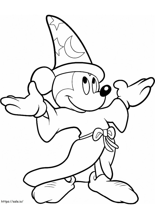 Coloriage Magicien Mickey De Fantasia à imprimer dessin