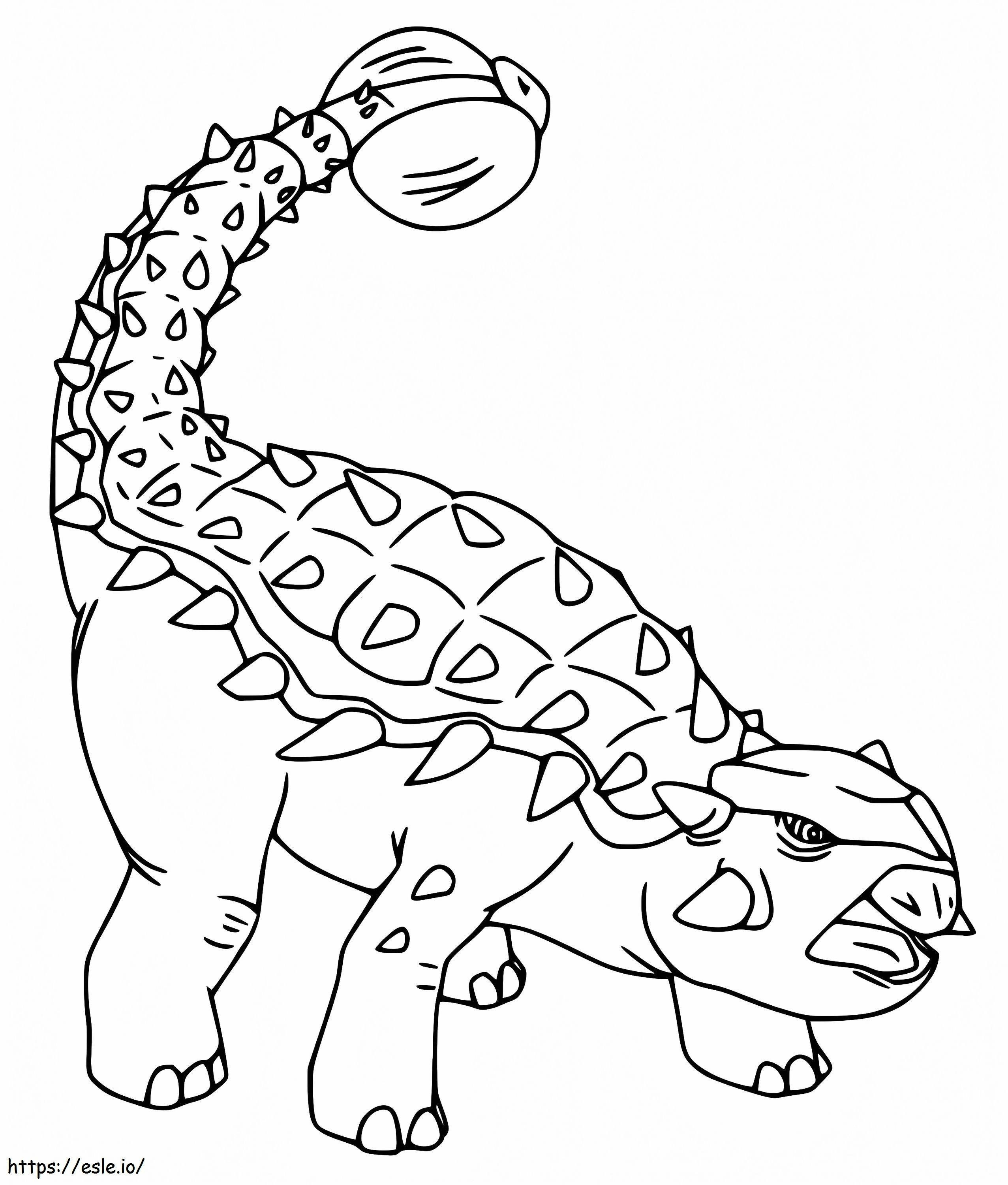 怒っているアンキロサウルス ぬりえ - 塗り絵