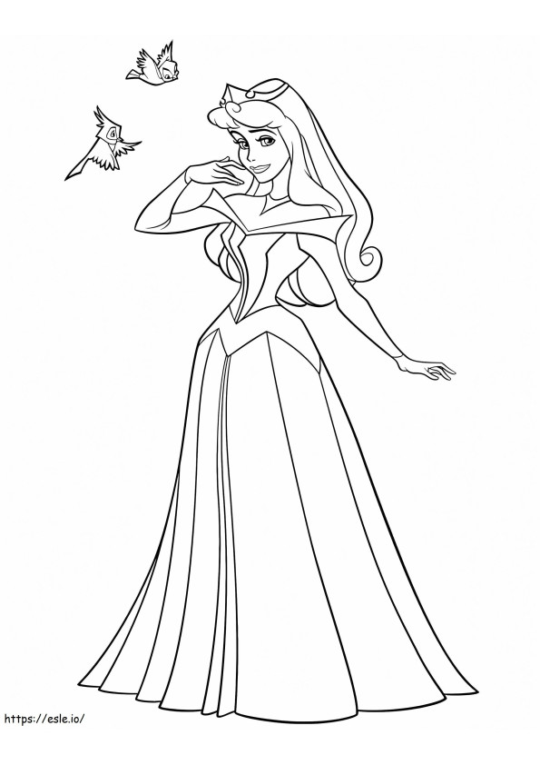 1560398623 Aurora With The Birds A4 coloring page