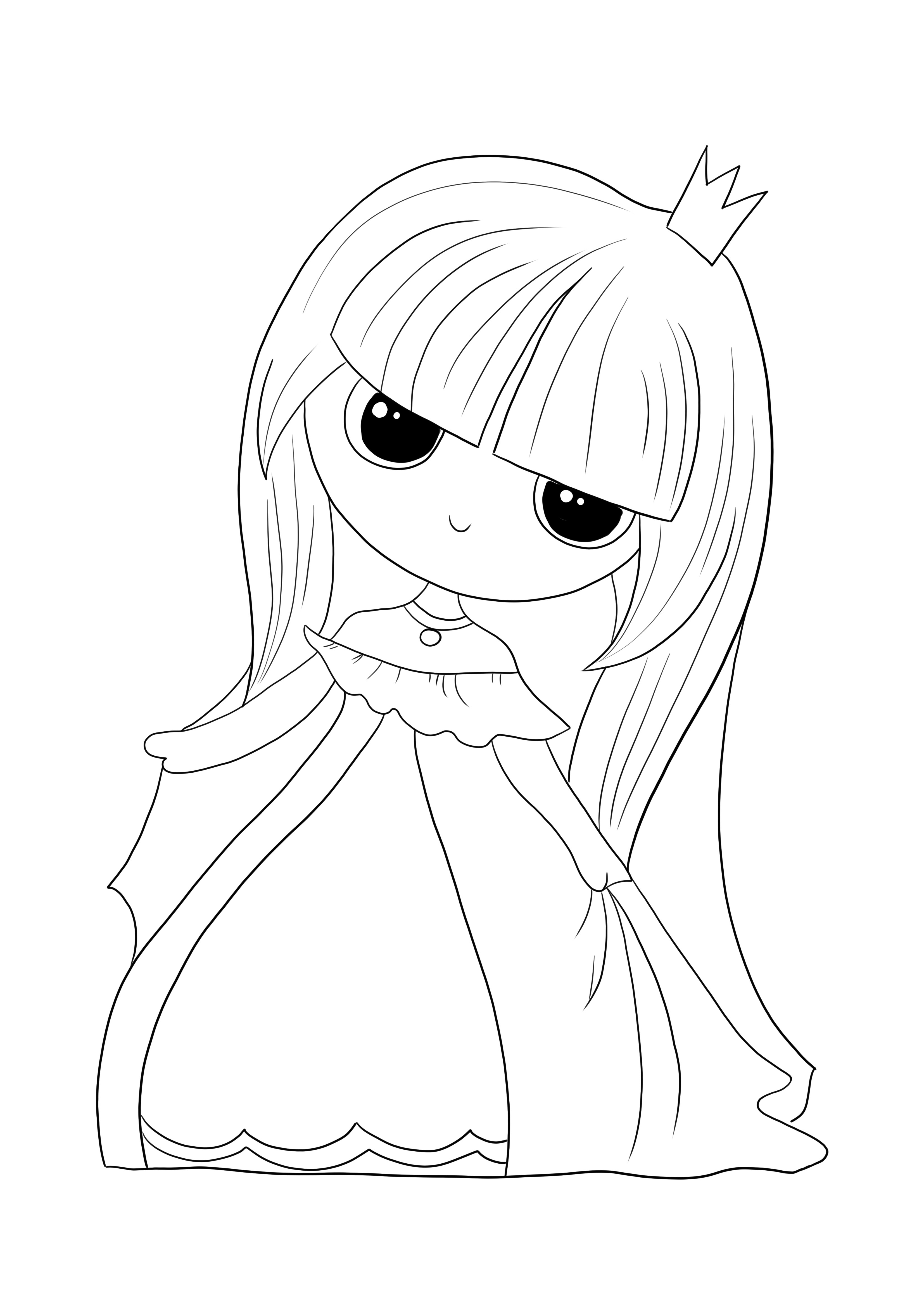 Desenho de Princesa kawaii para colorir