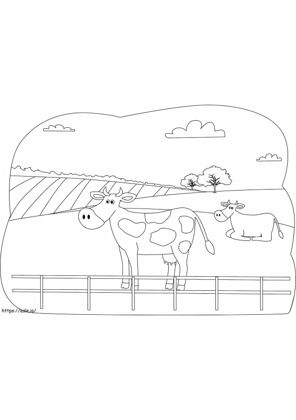 Coloriage Deux vaches à imprimer dessin