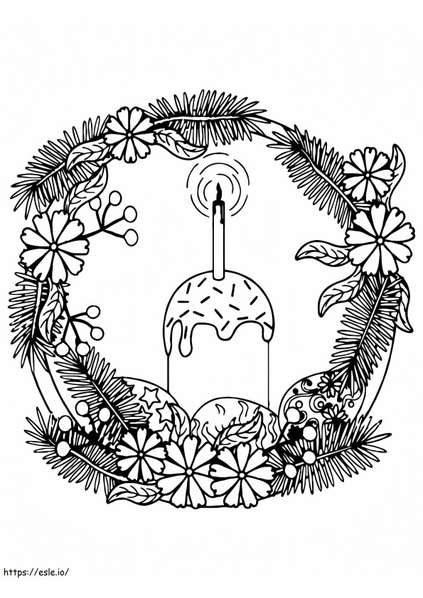 Rare Easter Wreath With Candle coloring page
