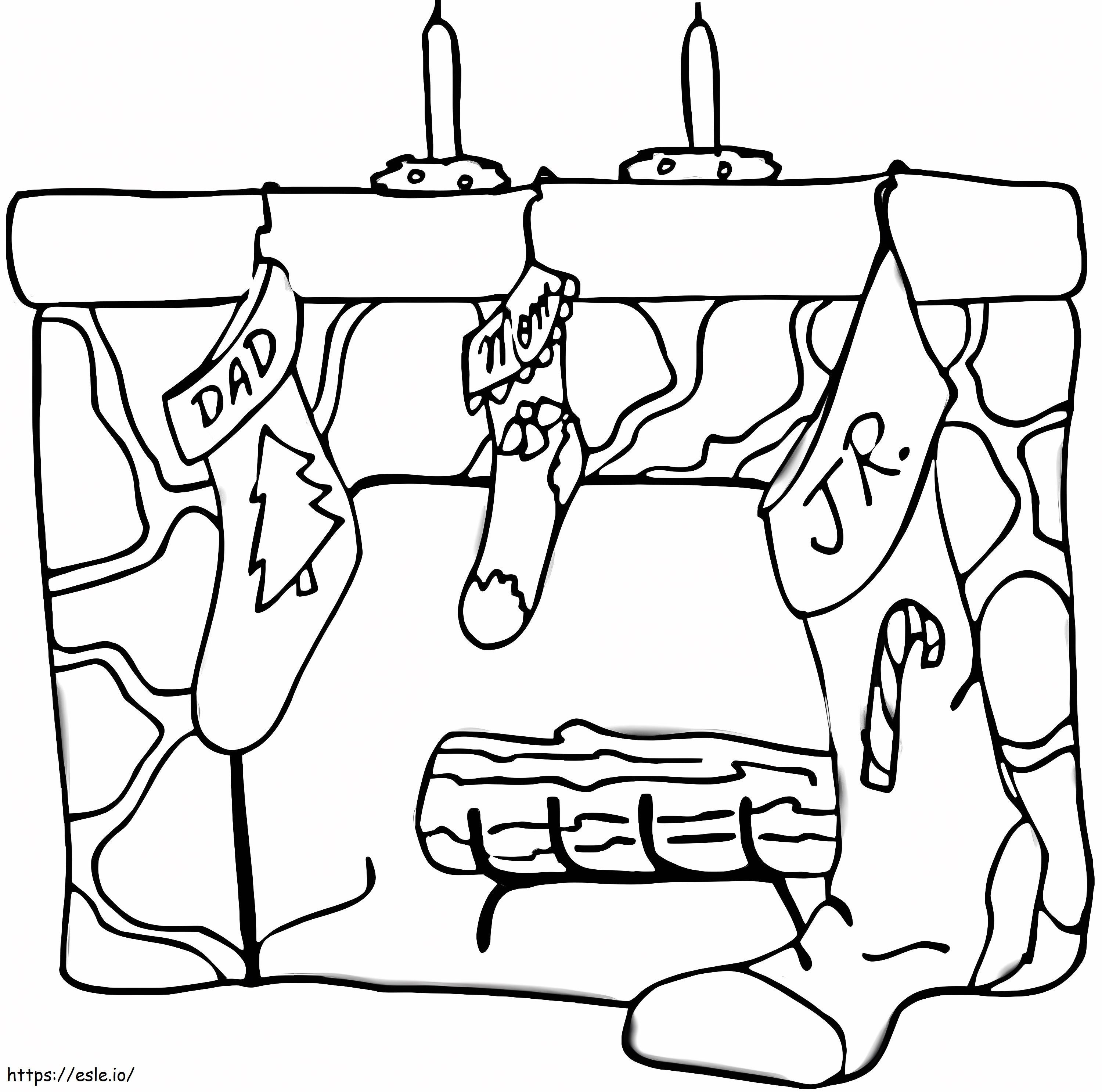 Presents At Christmas Fireplace coloring page