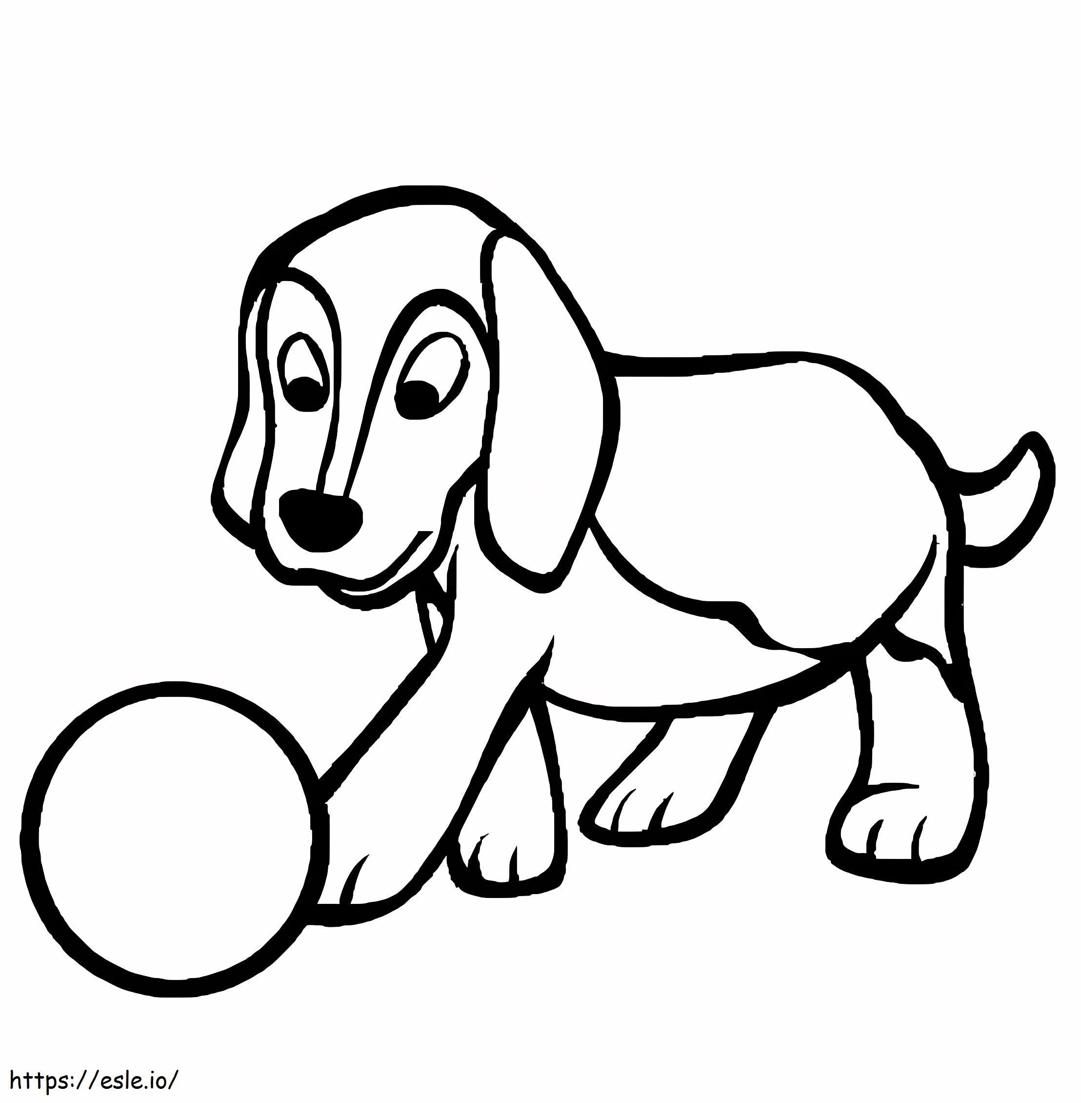 Beagle con una pelota para colorear