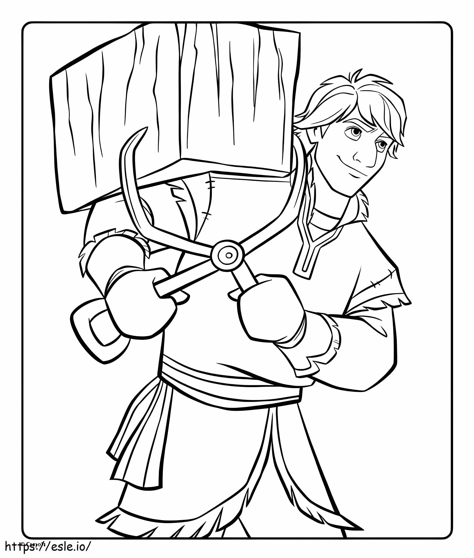 Kristoff With Wood coloring page