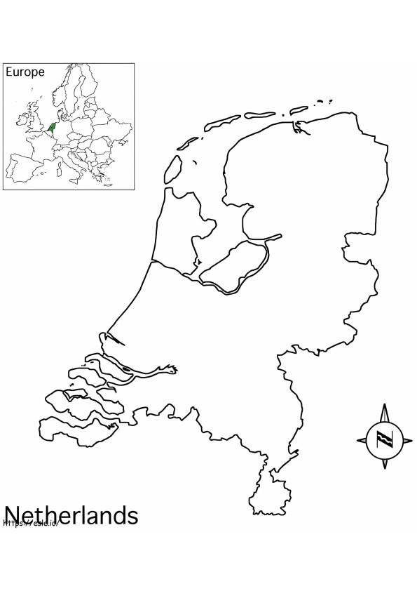 Mapa da Holanda 1 para colorir