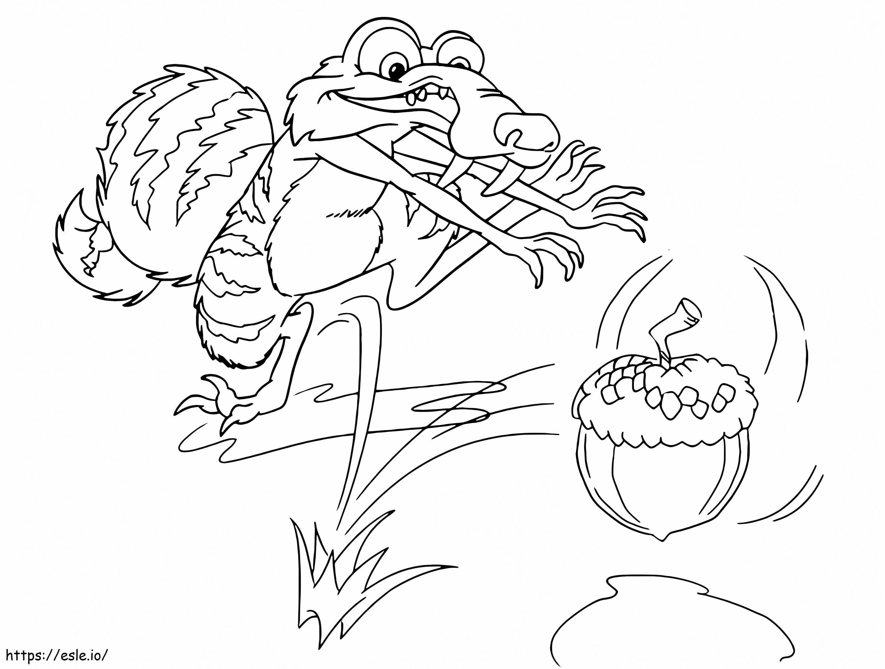 Scrat Chasing Acorn coloring page