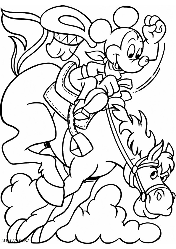 Cowboy Mickey Mouse Riding Horse coloring page