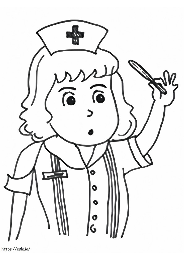Nurse Holding Thermometer coloring page