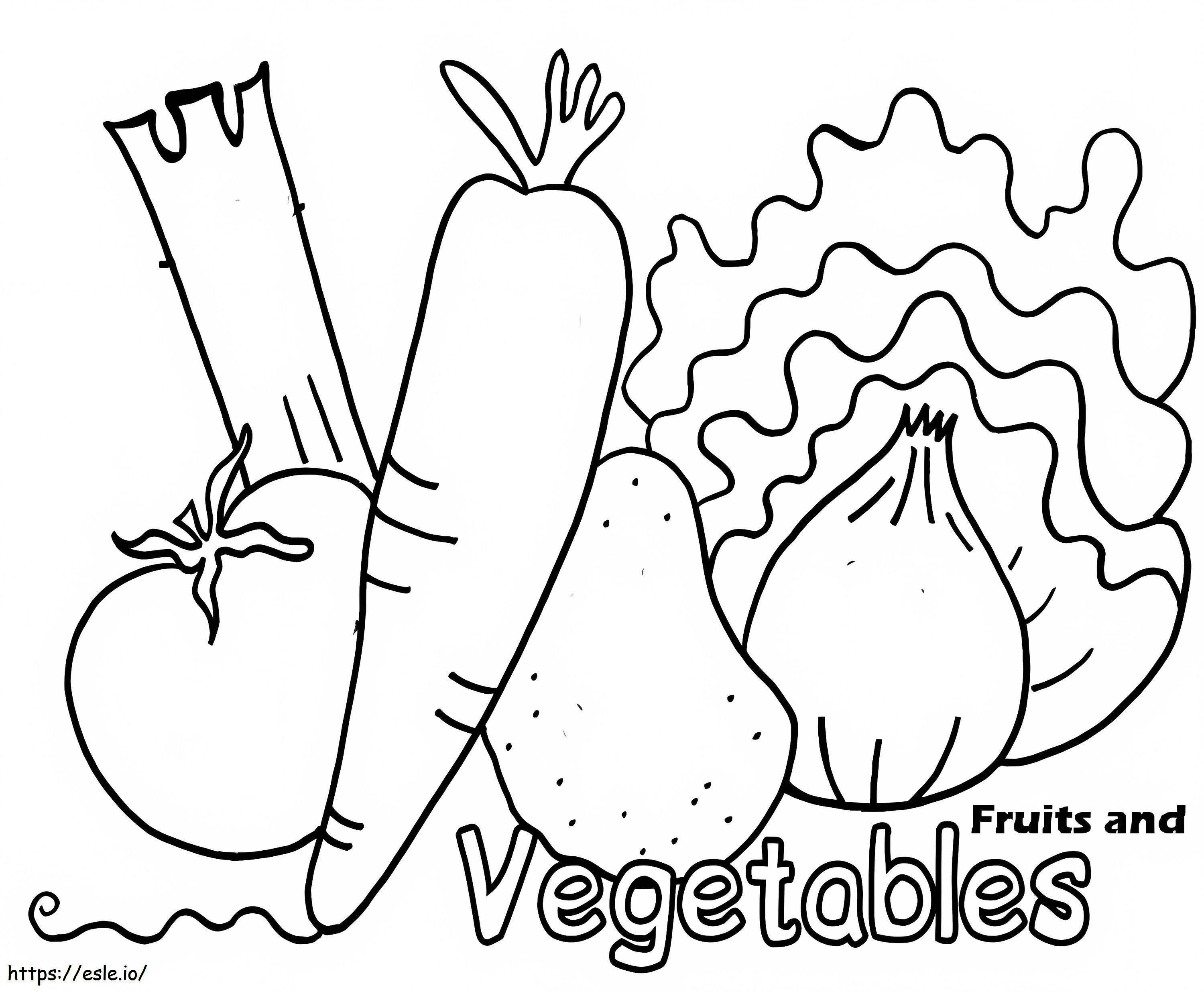 Fruta y verdura para colorear