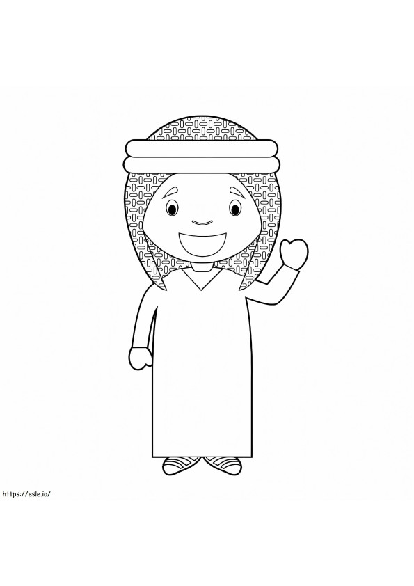 Coloriage Enfant d'Arabie Saoudite à imprimer dessin
