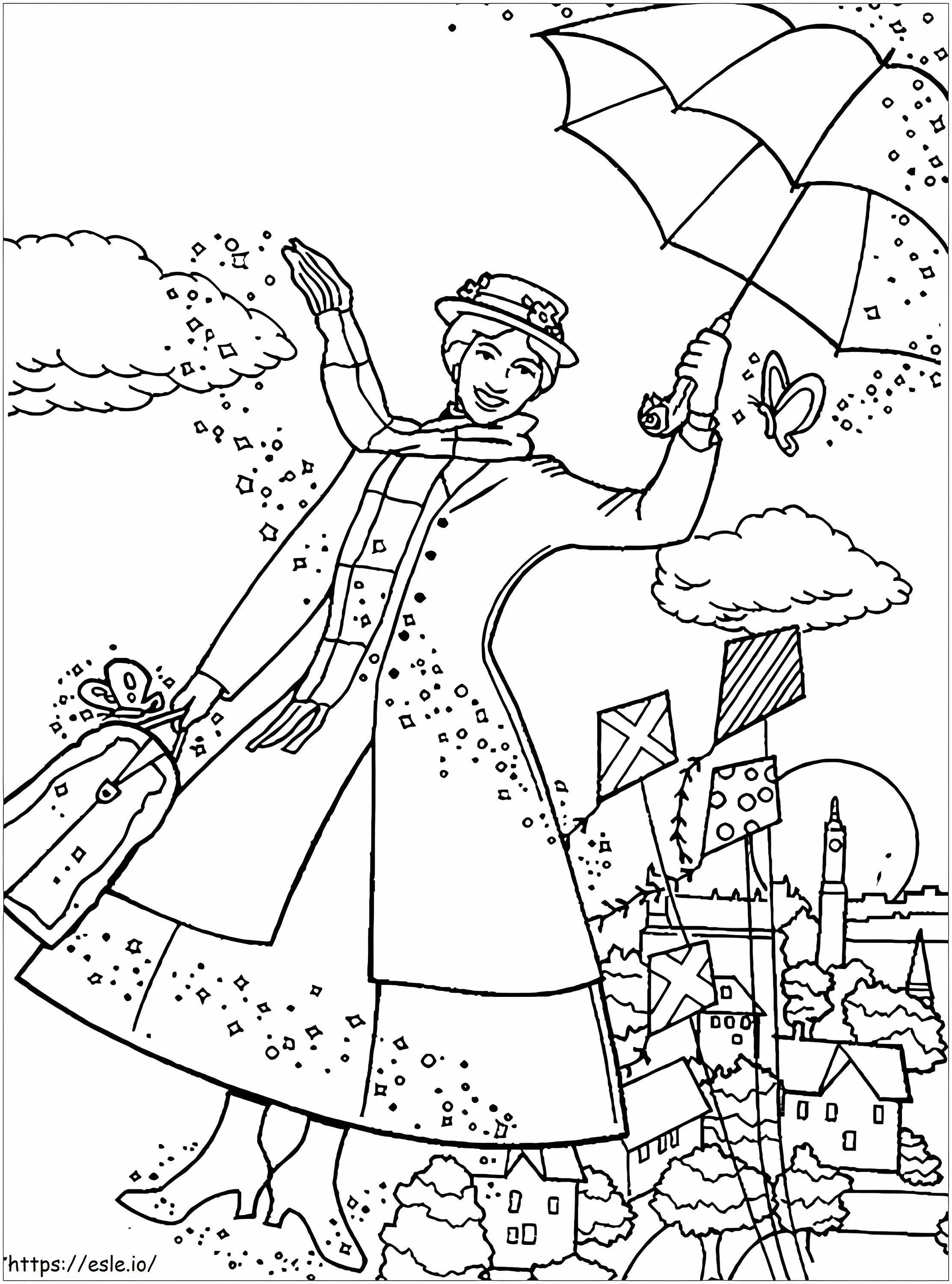 Mary Poppins sencilla para colorear