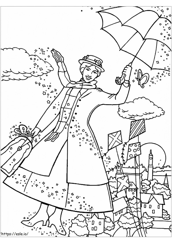 Simples Mary Poppins para colorir